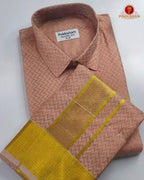 Laxury Wedding Embossed Men's Dhoti Set - Copper
