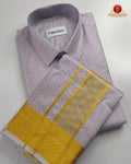 Laxury Wedding Embossed Men's Dhoti Set - Lavender