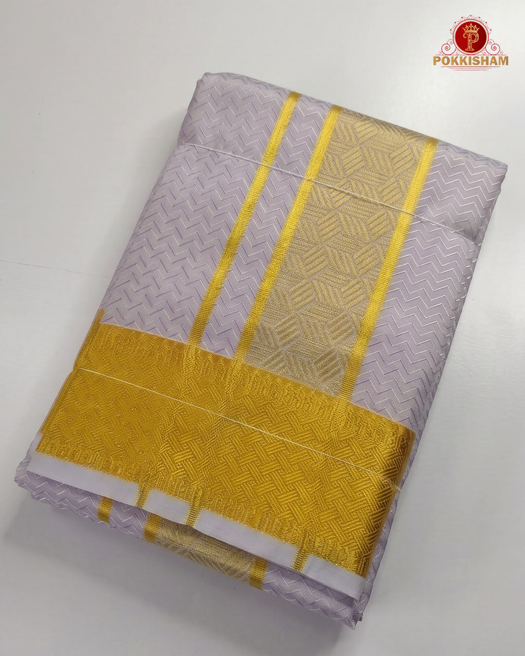 Laxury Wedding Embossed Men's Dhoti Set - Lavender