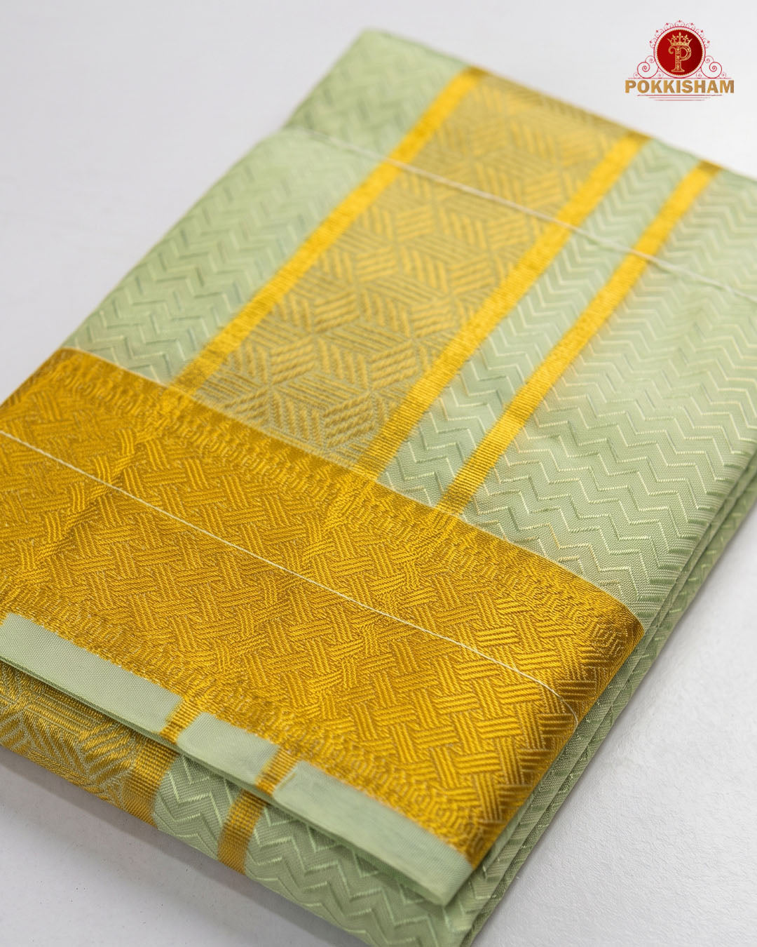Laxury Wedding Embossed Men's Dhoti Set - Marine Green