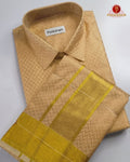 Laxury Wedding Embossed Men's Dhoti Set - Sandal