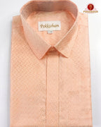 Laxury Wedding Embossed Men's Dhoti Set - Peach
