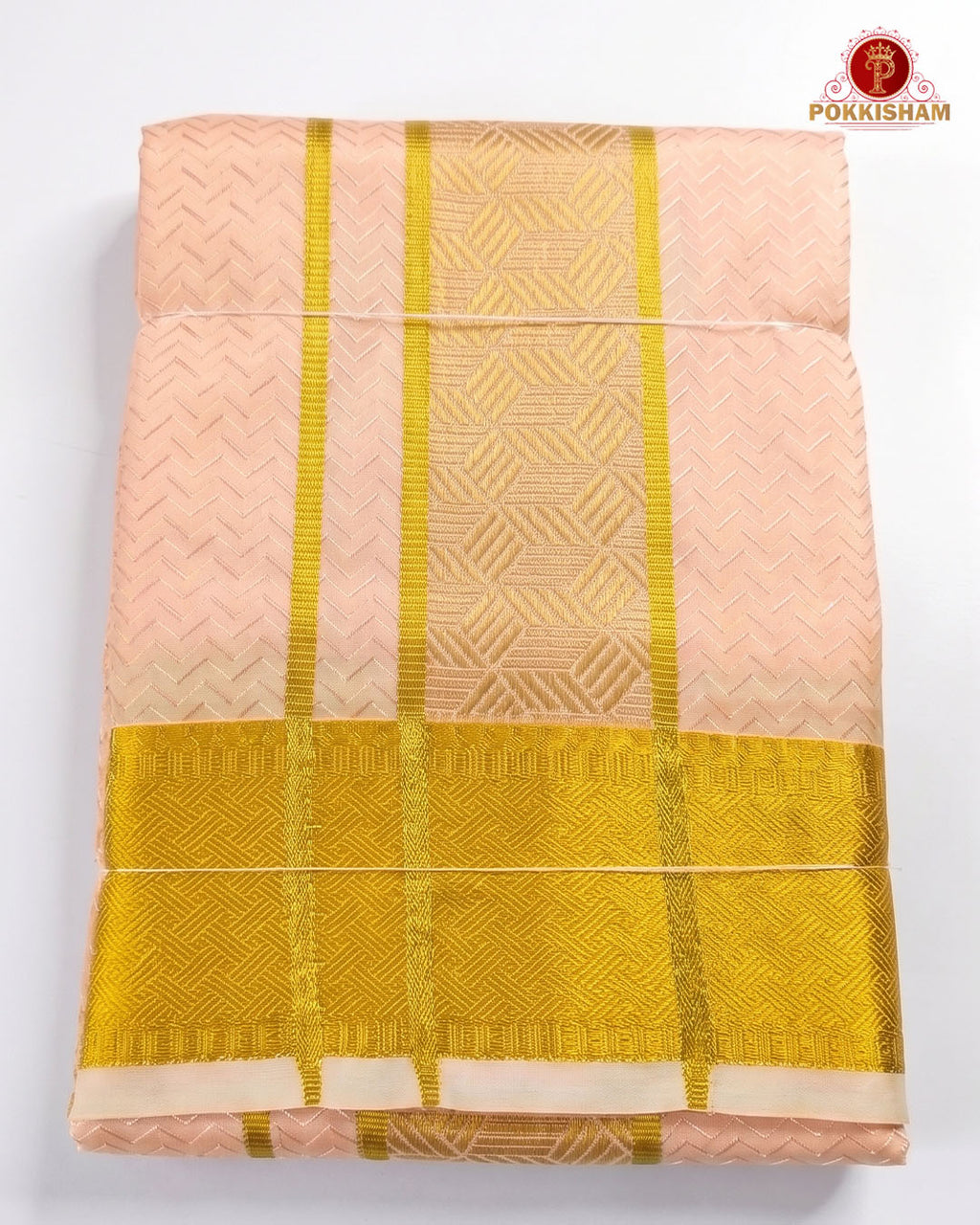 Laxury Wedding Embossed Men's Dhoti Set - Peach