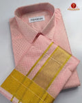 Laxury Wedding Embossed Men's Dhoti Set - Pink
