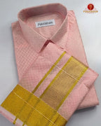 Laxury Wedding Embossed Men's Dhoti Set - Pink