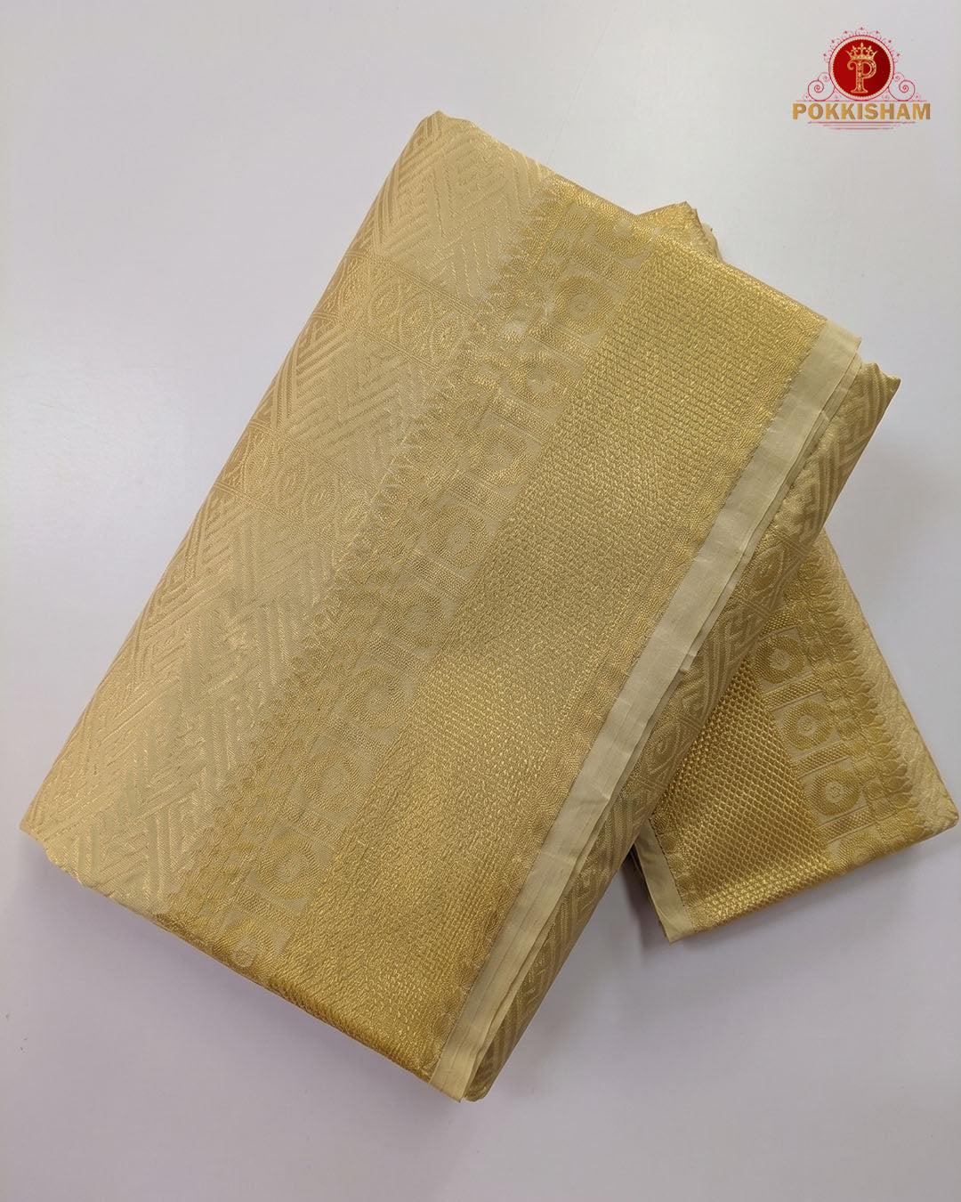 Laxury Wedding Embossed Men's Dhoti Set - Sandalwood