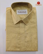 Laxury Wedding Embossed Men's Dhoti Set - Sandalwood