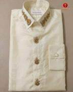 Luxury Aari Work Wedding Silk Dhoti Set - (HandCrafted) "Peacock"