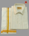 Wedding Silk Dhoti Set with Gold Zari  -  white