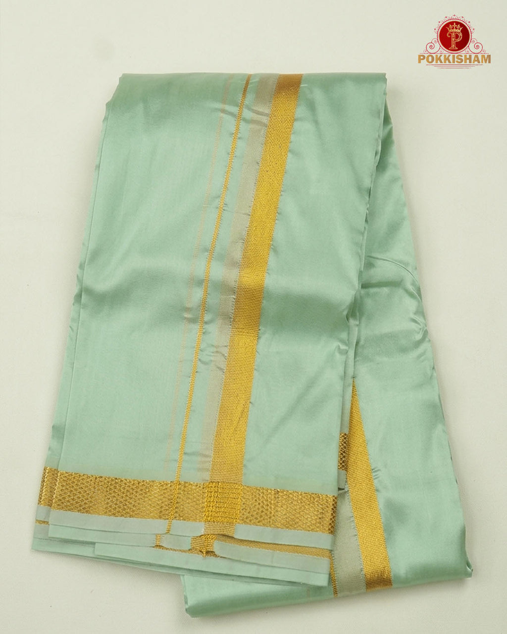 Premium Silk Dhoti Set with Gold Zari -   Marine Grey
