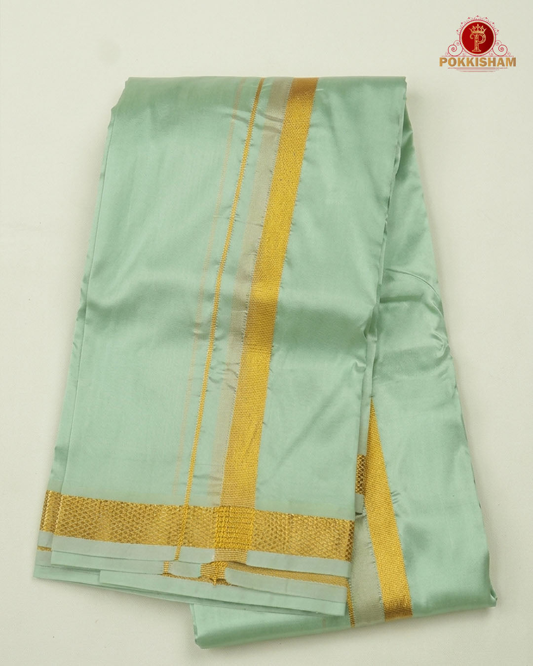 Premium Silk Dhoti Set with Gold Zari -   Marine Grey