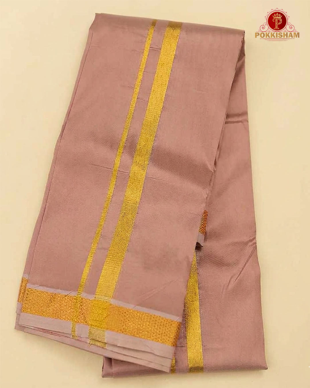 Art Silk Dhoti Set with Gold Zari -   Copper