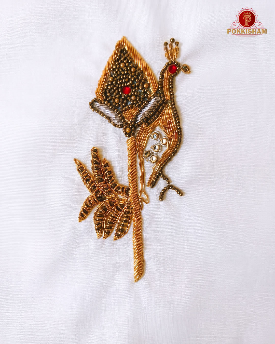 Aari Work Men's Shirt - Peacock