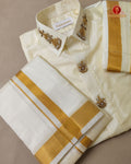 Luxury Aari Work Wedding Silk Dhoti Set - (HandCrafted) "Peacock"