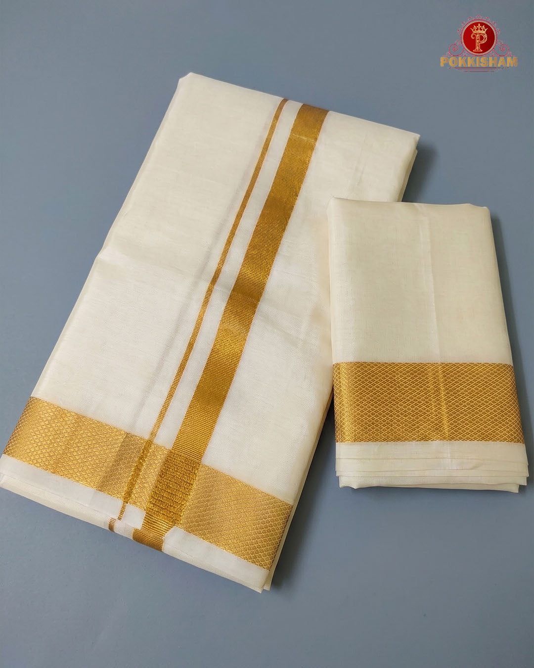 Luxury Aari Work Wedding Silk Dhoti Set - (HandCrafted) "Peacock"