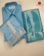 Premium Silk Couple Combo Set with Colour Zari - Blue