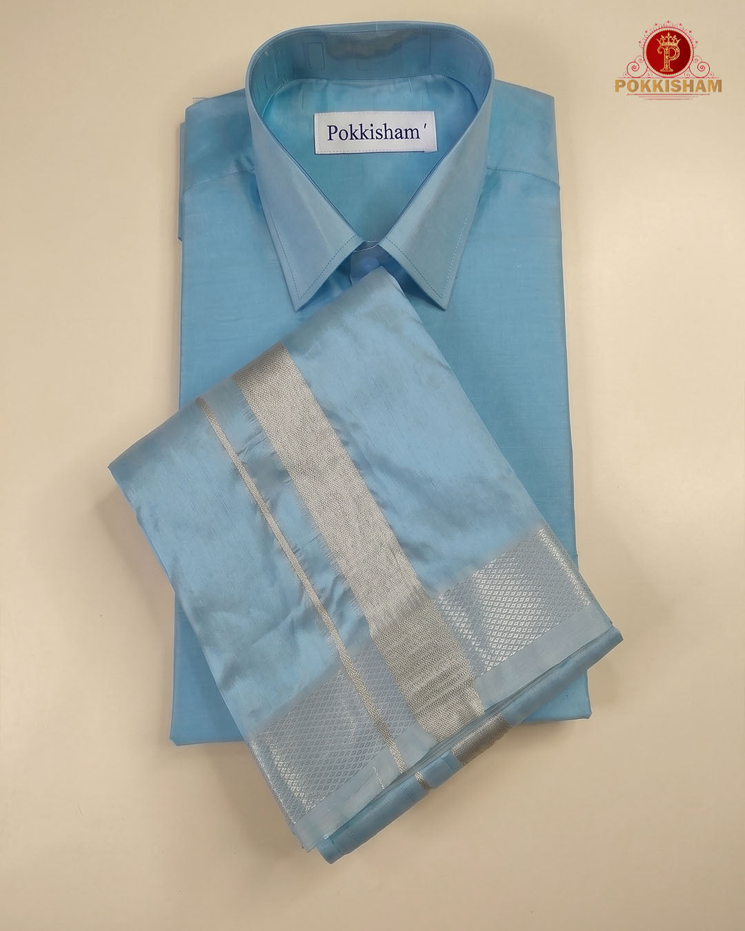 Premium Silk Couple Combo Set with Colour Zari - Blue