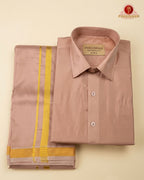 Art Silk Dhoti Set with Gold Zari -   Copper