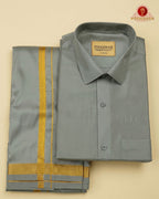 Art Silk Dhoti Set with Gold Zari - Stell Grey