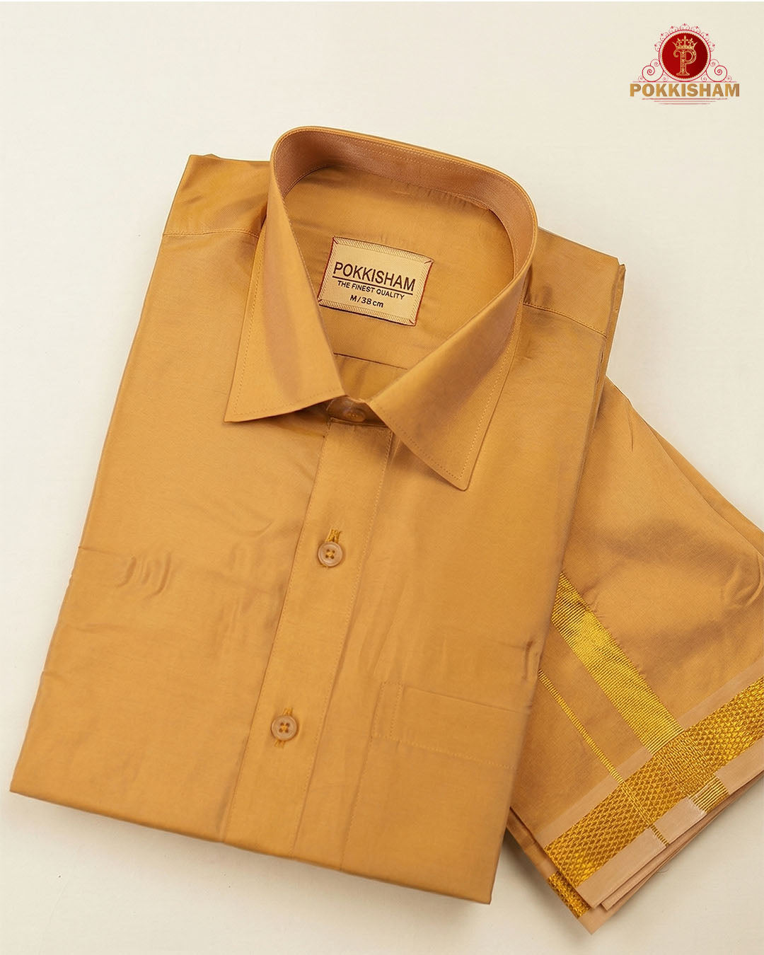 Art Silk Dhoti Set with Gold Zari -Gazel
