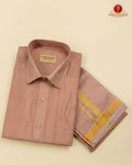 Art Silk Dhoti Set with Gold Zari -   Copper