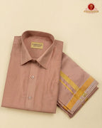 Art Silk Dhoti Set with Gold Zari -   Copper