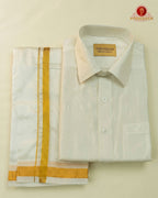 Art Silk Dhoti Set with Gold Zari -  white