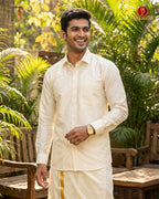 Art Silk Dhoti Set with Gold Zari -  white