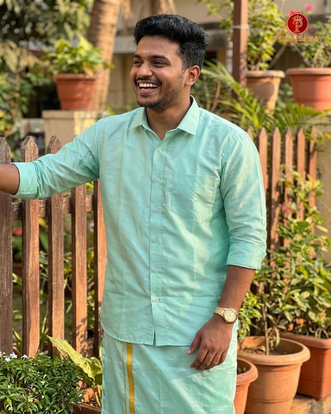 Premium Art Silk Shirt Only  -  Turquoise Blue