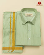 Art Silk Dhoti Set with Gold Zari   - Pista
