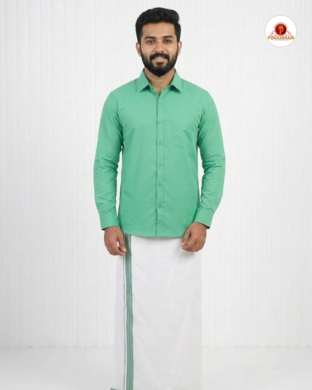 Premium Classic  Men's Cotton Shirt And Dhoti Set - Green