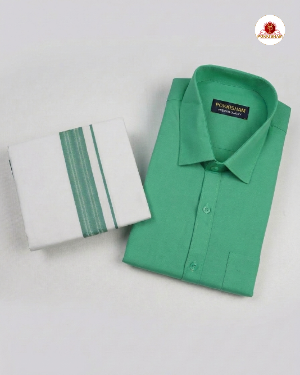 Premium Classic  Men's Cotton Shirt And Dhoti Set - Green
