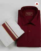 Premium Classic  Men's Cotton Shirt And Dhoti Set - D.Maroon