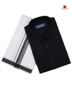 Premium Classic  Men's Cotton Shirt And Dhoti Set - Black