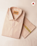 Men's Cotton Tissue Dhoti Set With-   Gold Zari