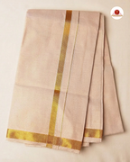 Men's Cotton Tissue Dhoti Set With-   Gold Zari