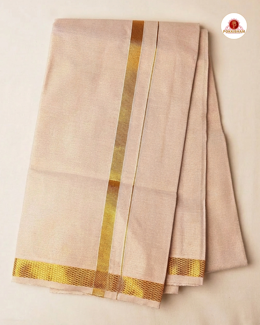Men's Cotton Tissue Dhoti Set With-   Gold Zari