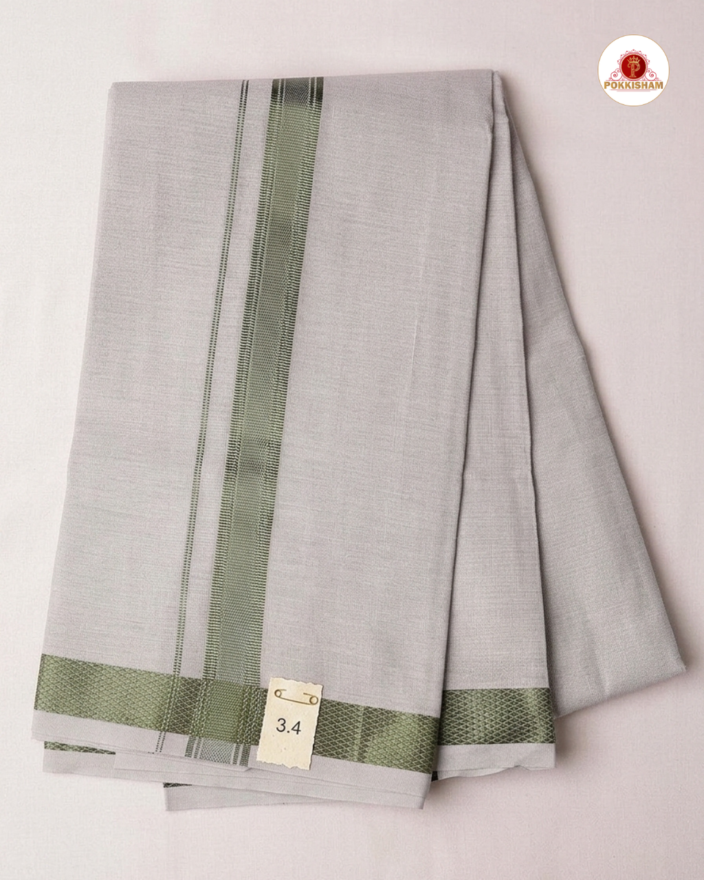 Men's Cotton Tissue Dhoti Set With-  Green Zari