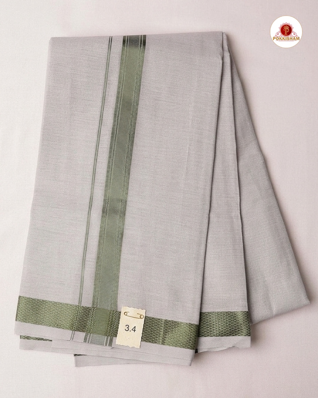 Men's Cotton Tissue Dhoti Set With-  Green Zari