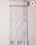Men's Cotton Tissue Dhoti Set With-  Silver Zari