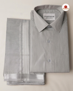 Classic Look Mens  Royal Tissue  shirt and Dhotis- Grey