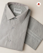 Classic Look Mens  Royal Tissue  shirt and Dhotis- Grey