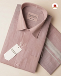 Classic Look Mens  Royal Tissue  shirt and Dhotis- Peach  Biscut