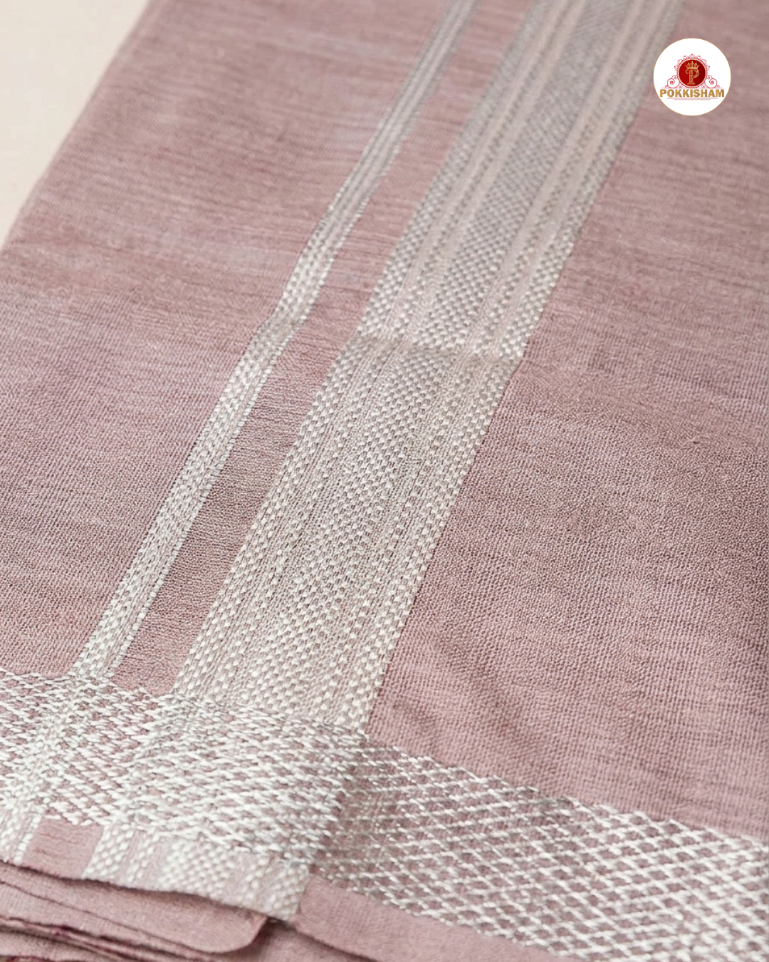 Classic Look Mens  Royal Tissue  shirt and Dhotis- Peach  Biscut