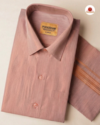 Classic Look Mens  Royal Tissue  shirt and Dhotis- Copper