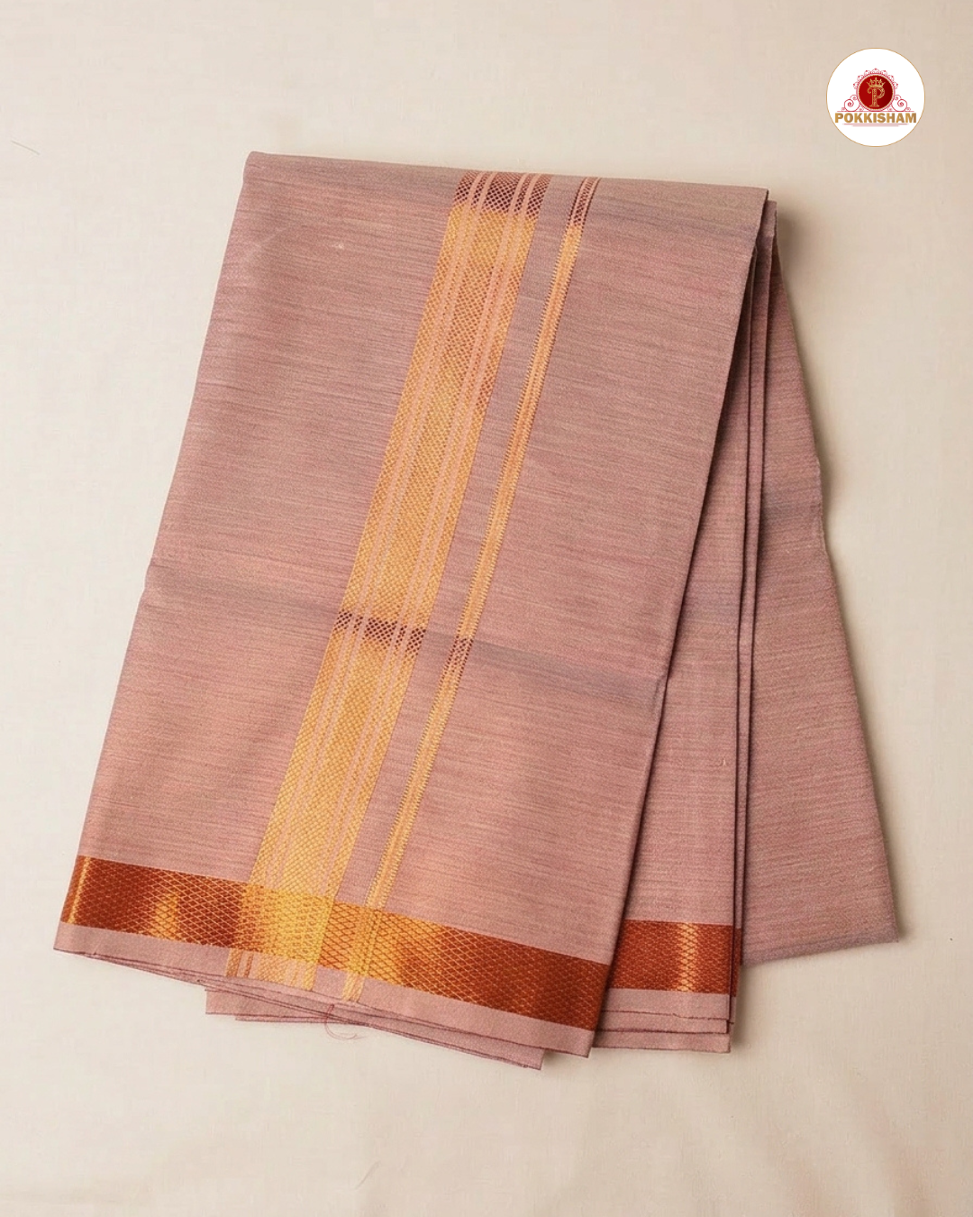 Classic Look Mens  Royal Tissue  shirt and Dhotis- Copper
