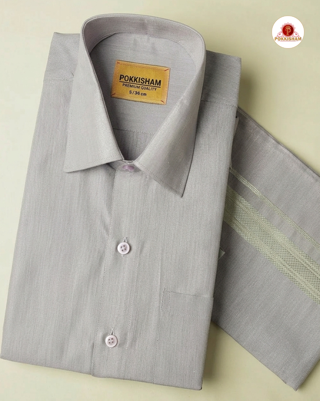 Classic Look Mens  Royal Tissue  shirt and Dhotis- Peach Voilet