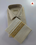 Wedding Zari Brocade Shirt and Dhoti Set - Gold