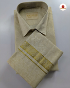 Wedding Zari Brocade Shirt and Dhoti Set - Gold