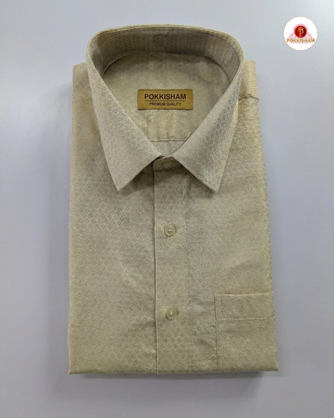 Wedding Zari Brocade Shirt and Dhoti Set - Gold